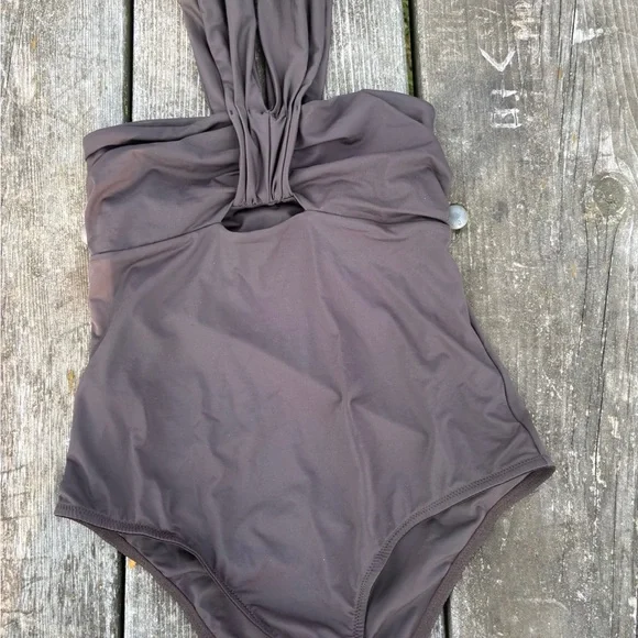 Massimo Dutti Dark Brown One-Piece Swimsuit - Picture 4 of 8